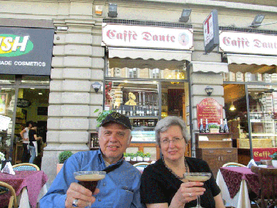 Karen and Clinton enjoy a toast